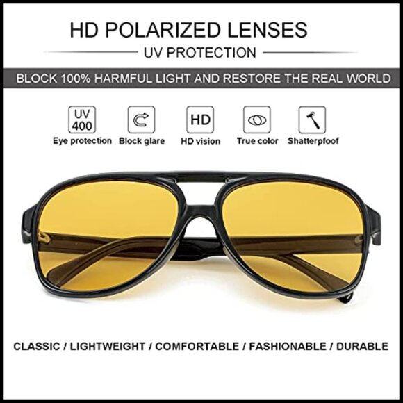 Polarized Classic Vintage Aviator Sunglasses Large Frame Retro 70s main image 4
